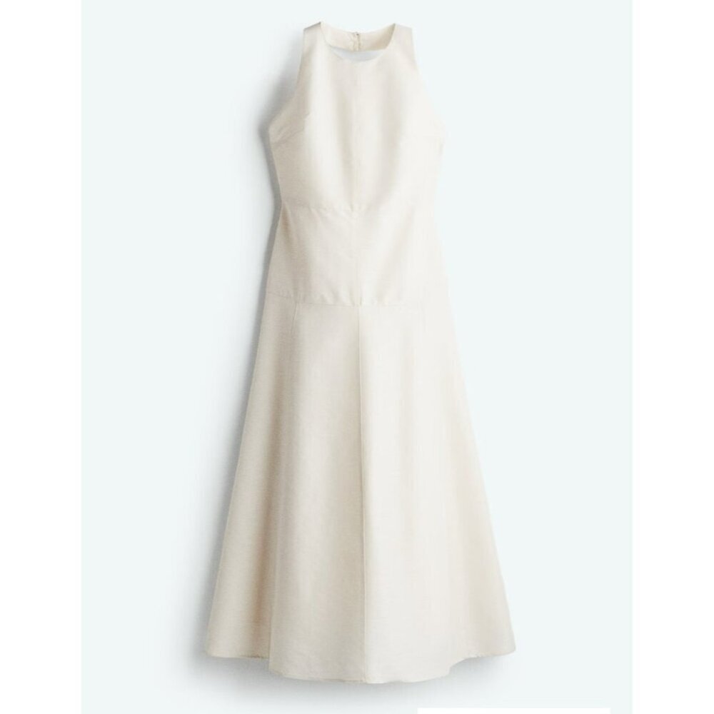 H & M Edition Ivory Halterneck Low Back A line Dress L